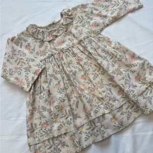 Bonpoint Floral Kids Dress - Cream and Pink